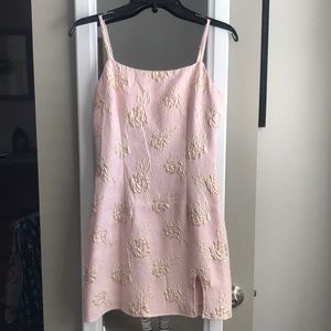Lulus Light Pink Gold Floral Mini Dress